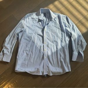 T. Harris White & Blue Striped Long Sleeve Dress Shirt Size 32/33 16